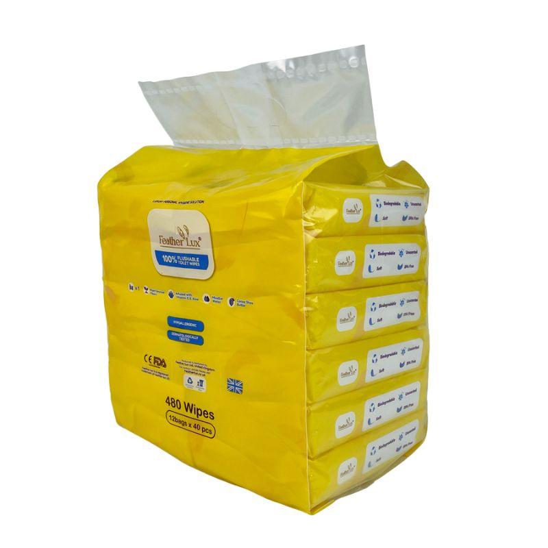 Cotton flushable toilet wipes hypoallergenic personal cleansing wet wipes