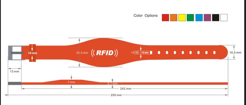 rfid silicone wristbands size