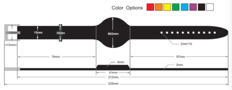 the size of PVC rfid wristbands 